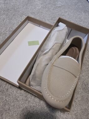 Beige Slip-On Loafers - Textured Knit